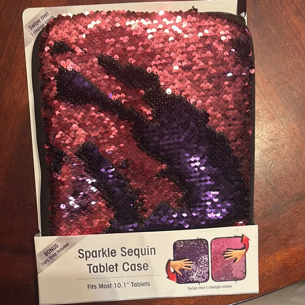 Reversible Sequin Tablet Sleeve Pink and Purple NIB